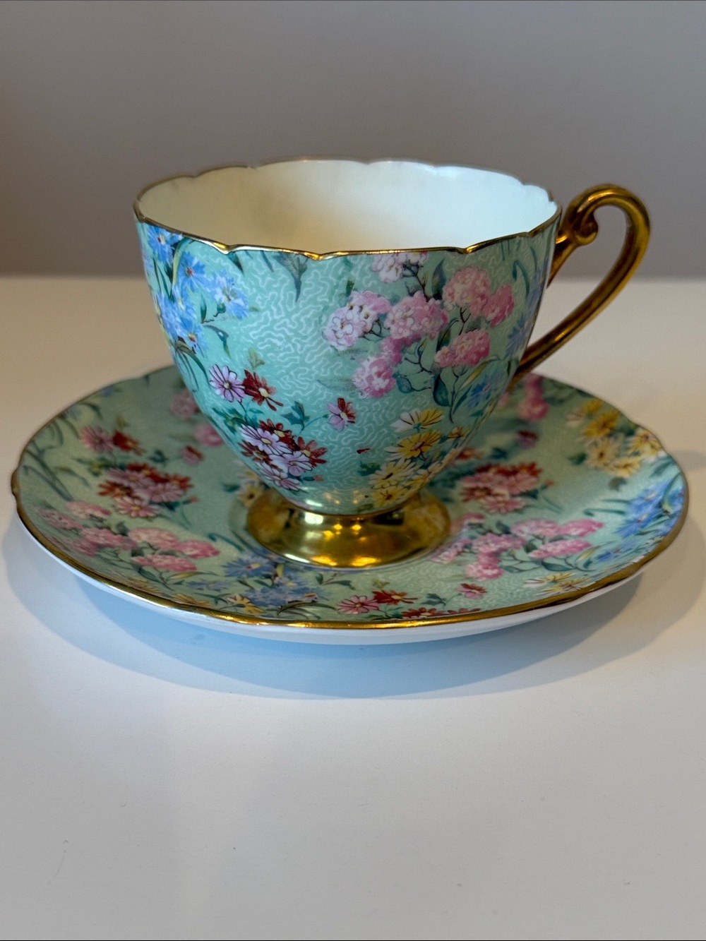 VTG Shelley England Fine Bone China "Melody" Chintz Teacup & Saucer Set